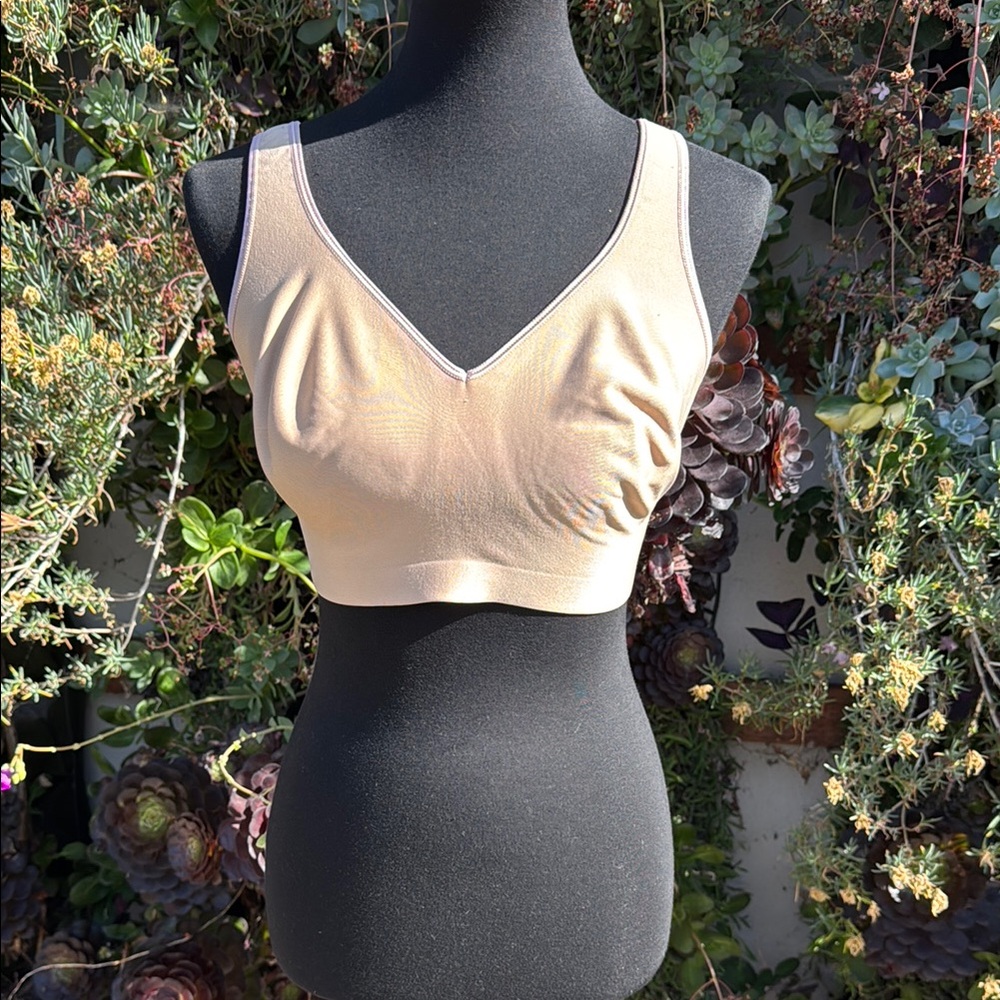 Beige V-Neck Crop Top